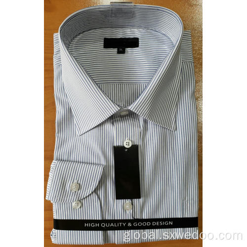 White Long Sleeved Shirt 55%Polyester 45%Cotton Yarn-dyed Long-sleeved Shirt for Men Supplier